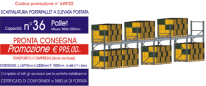 offerta per scaffali portapallet modello E90 Euroscaffale con 36 posti pallet