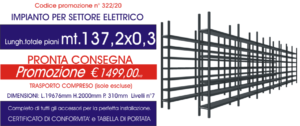 promozioni sottocosto scaffali metallici ad incastro per ricambi elettrici modello E40 Euroscaffale da 37,20 mt lineari
